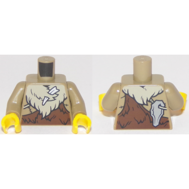 dark tan torso animal furs with bone and rock pattern dark tan arms yellow hands