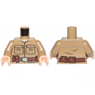 dark tan torso sw shirt front seamed with patch pockets reddish brown belt pattern luke skywalker dark tan arms light nougat hands