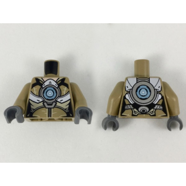 dark tan torso female armor with white panels silver large circle and belt pattern dark tan arms dark bluish gray hands