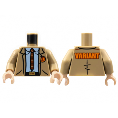 dark tan torso jacket tva badge and buckle light bluish gray shirt reddish brown tie orange variant on back pattern dark tan arms light nougat hands