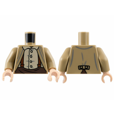 dark tan torso jacket tan button-up shirt reddish brown suspenders dark brown pants pattern dark tan arms light nougat hands
