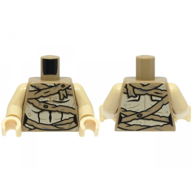 dark tan torso female mummy wrappings over tan torso pattern tan arms tan hands