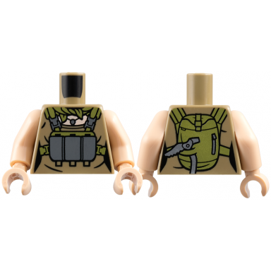 dark tan torso female top olive green scarf utility harness with backpack dark bluish gray pendant necklace light nougat neck pattern light nougat arms light nougat hands