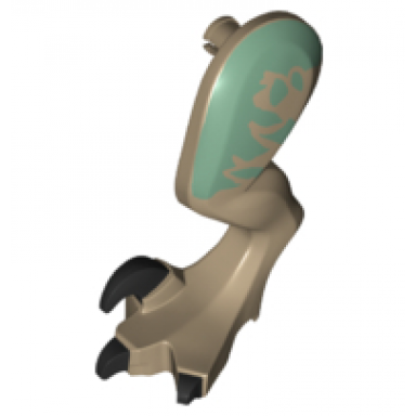 dark tan dinosaur leg large rear raptor left with pin with black claws and sand green markings pattern
