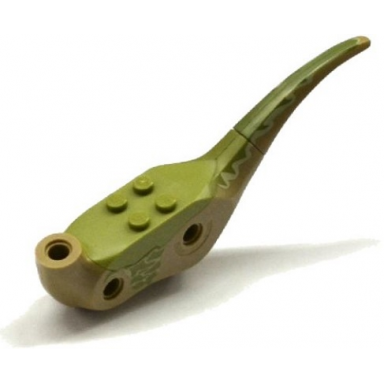 dark tan dinosaur body raptor with olive green top with tan stripes pattern