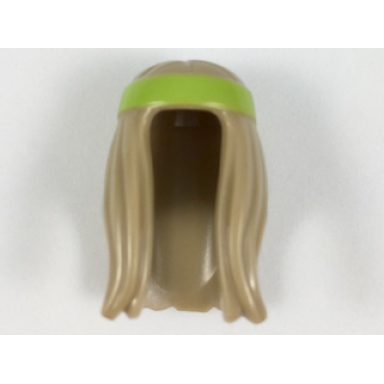 dark tan minifigure hair long with lime headband pattern