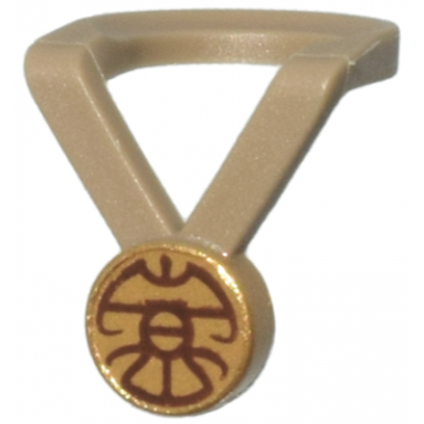 dark tan minifigure neck medal with gold medallion and dark brown lines pattern