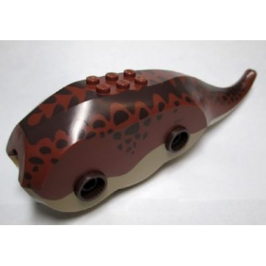 dark tan dinosaur body triceratops with reddish brown top with dark brown pattern