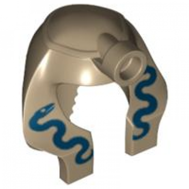 dark tan minifigure headgear headdress mummy with dark blue snakes pattern