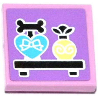 tile modified 2 x 2 inverted with bright light yellow and medium azure perfume bottles on silver shelf pattern sticker - set 41140