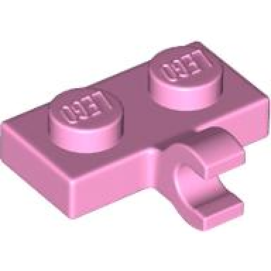 bright pink plate modified 1 x 2 with clip on side horizontal grip