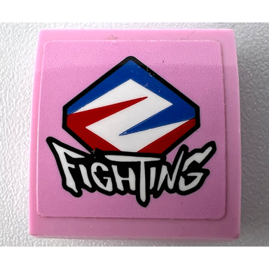 bright pink slope curved 2 x 2 x 2 3 with fighting and red white and blue stylized letter z pattern sticker - set 75973