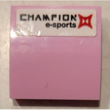 bright pink slope curved 2 x 2 x 2 3 with champion e-sports pattern sticker - set 75973