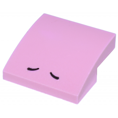 bright pink slope curved 2 x 2 x 2 3 with 2 black curved lines pattern super mario fliprus nostrils
