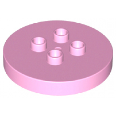 bright pink duplo brick round 4 x 4 flat top thin with 2 x 2 studs table