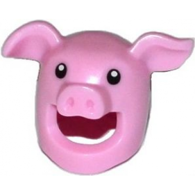 bright pink minifigure headgear head cover costume pig with black eyes pattern