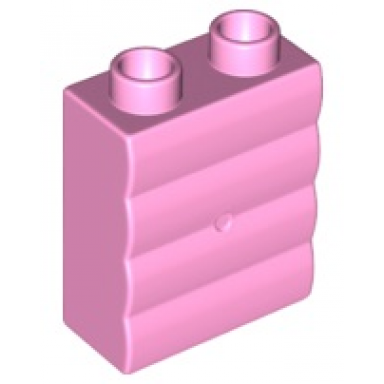 bright pink duplo brick 1 x 2 x 2 with log profile