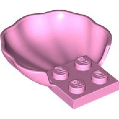 bright pink clam scallop shell with 4 studs