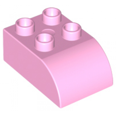 bright pink duplo brick 2 x 3 slope curved