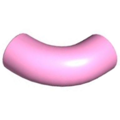 bright pink brick round 1 x 1 d 90 degrees elbow macaroni - no stud - type 2 - axle hole
