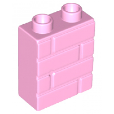 bright pink duplo brick 1 x 2 x 2 with masonry profile