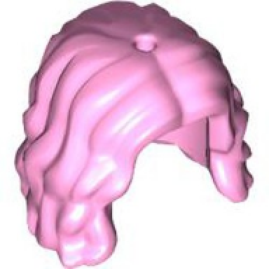 bright pink mini doll hair female mid-length wavy parted in center
