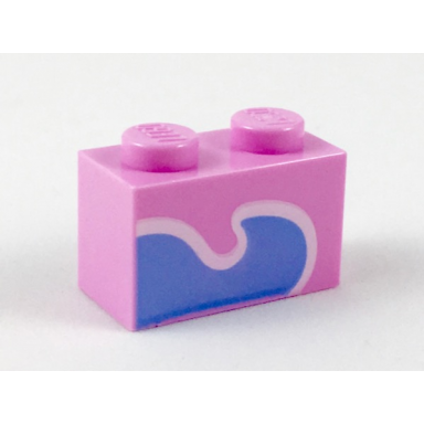 bright pink brick 1 x 2 with bright light blue wave with white outline pattern unikitty tail
