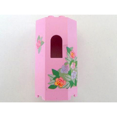 bright pink panel 3 x 4 x 6 with window with flowers pattern stickers - set 7579