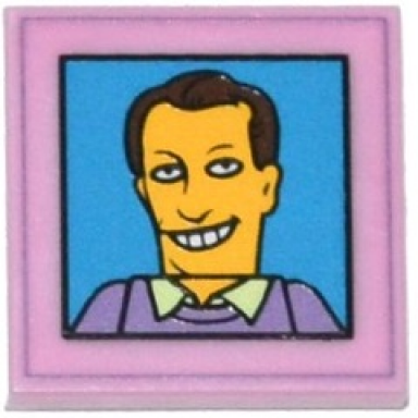 bright pink tile 2 x 2 with the simpsons smiling male character gordie howe photo pattern