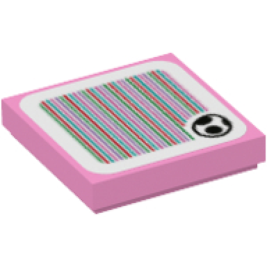 bright pink tile 2 x 2 with super mario scanner code yoshi egg pattern sticker - sets 71387 71419