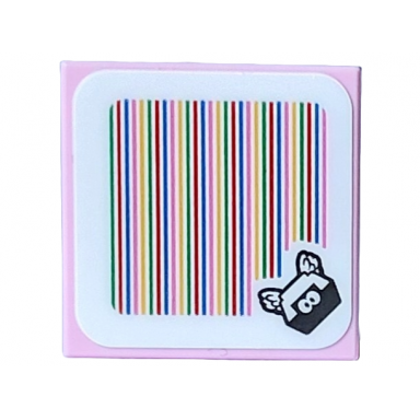 bright pink tile 2 x 2 with super mario scanner code para-biddybud pattern sticker - sets 71402 71437