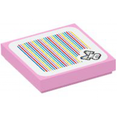 bright pink tile 2 x 2 with super mario scanner code wendy pattern sticker - set 71418