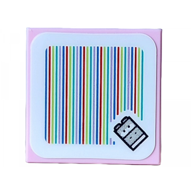 bright pink tile 2 x 2 with super mario scanner code pink baby yoshi pattern sticker - set 71440