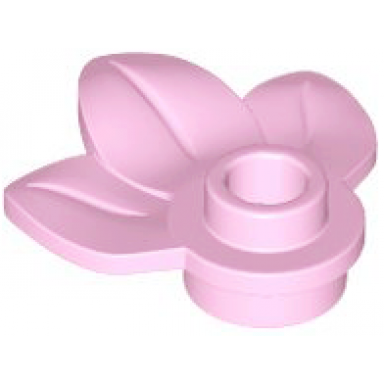 bright pink plant plate round 1 x 1 with 3 leaves