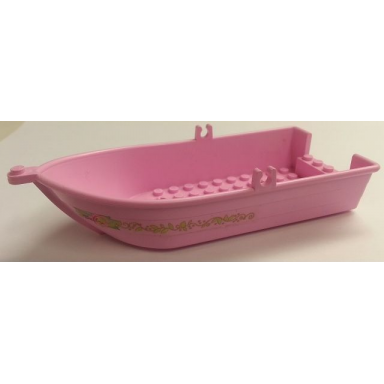 bright pink boat 18 x 8 x 2 1 3 with oarlocks with bella vines and leaves pattern on both sides stickers - set 7582