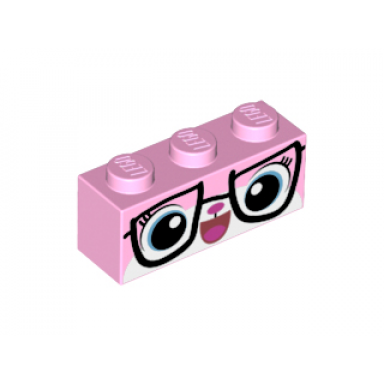 bright pink brick 1 x 3 with cat face with glasses pattern biznis kitty
