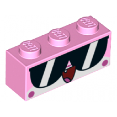 bright pink brick 1 x 3 with cat face wide sunglasses open mouth with tongue pattern shades unikitty