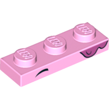 bright pink plate 1 x 3 with 1 small black arc high and pointed dark pink splotch pattern unikitty eyebrows