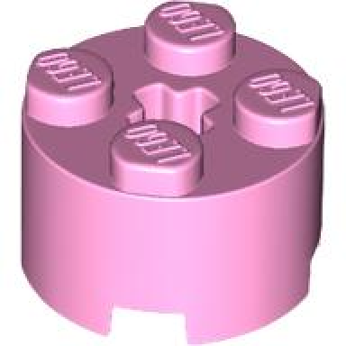 bright pink brick round 2 x 2 with axle hole