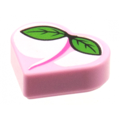 bright pink tile round 1 x 1 heart with peach pattern