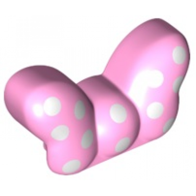 bright pink duplo figure head human accessories large bow with white polka dots pattern