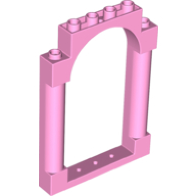 bright pink door frame 1 x 6 x 7 arched with notches and rounded pillars