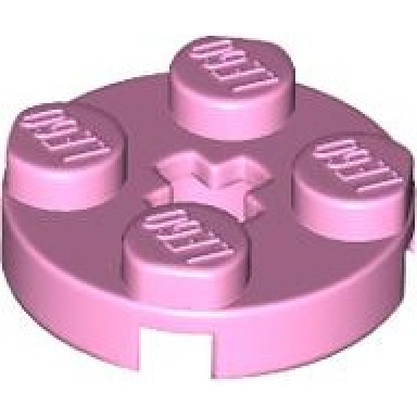 bright pink plate round 2 x 2 with axle hole