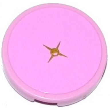 bright pink tile round 2 x 2 with cushion with gold button pattern sticker - set 41052