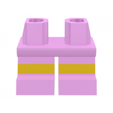 bright pink legs short with molded horizontal yellow stripes pattern