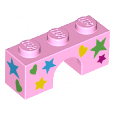bright pink arch 1 x 3 with stars and hearts pattern