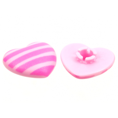 bright pink clikits icon heart 2 x 2 large with pin with dark pink stripes pattern