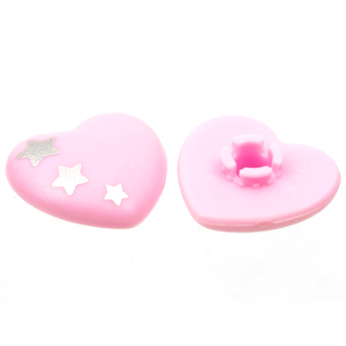 bright pink clikits icon heart 2 x 2 large with pin with 3 silver stars pattern