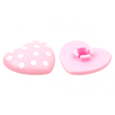 bright pink clikits icon heart 2 x 2 large with pin with white dots pattern