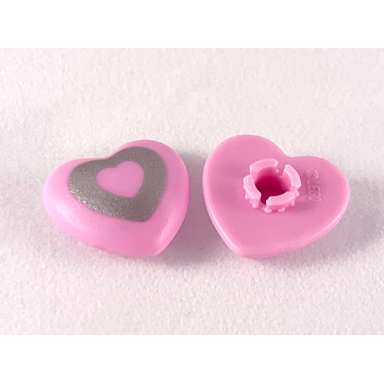 bright pink clikits icon heart 2 x 2 large with pin with silver heart cutout pattern